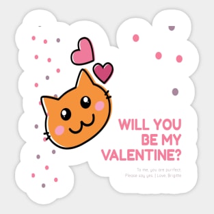 Will You Be My Walentine, Cat Sticker